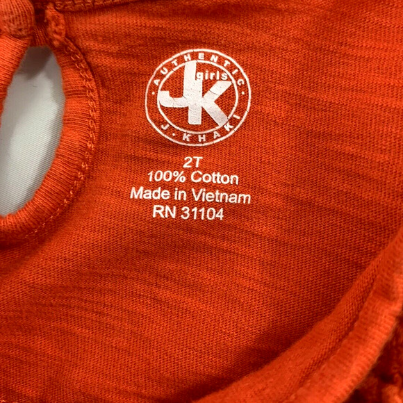 Authentic JK Khaki T Shirt‎ Girls 2T Top Orange Long Sleeve - Picture 3 of 4